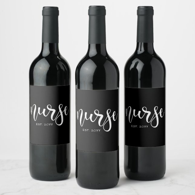 Nurse Est Custom Year Student Nurse RN graduation Wine Label (Bottles)