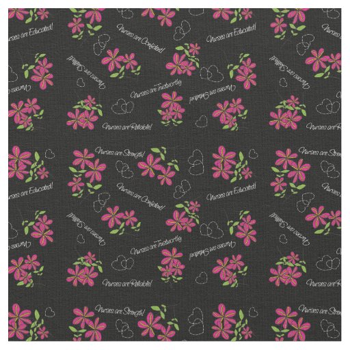Nurse Fabric Feminine Flowers Black