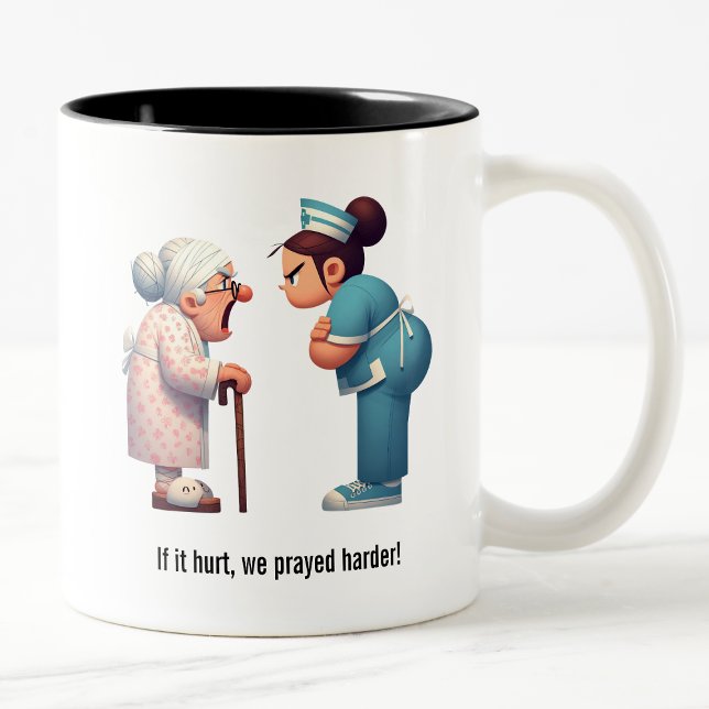 Nurse Face-Off With Feisty Granny Two-Tone Coffee Mug (Creator Uploaded)