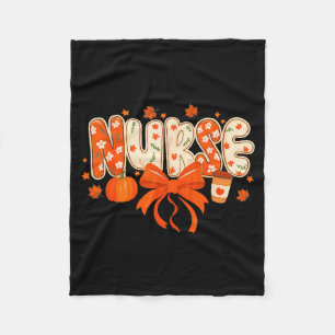 Nurse Fall Autumn Pumpkin Sce Coffee Thanksgiving Fleece Blanket