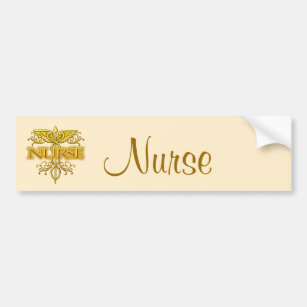 Nurse Fancy Gold Caduceus custom name Bumper Sticker