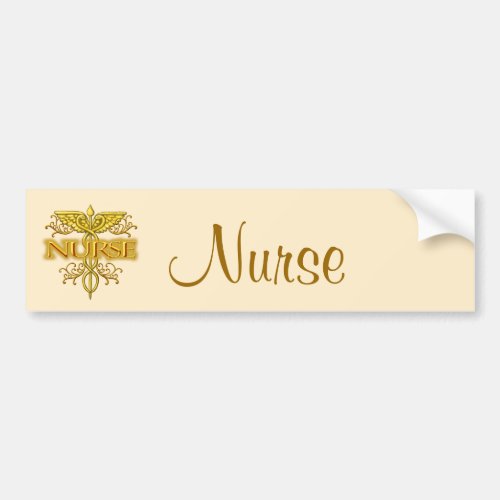 Nurse Fancy Gold Caduceus custom name Bumper Sticker