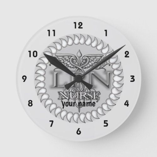 Nurse Fancy LPN Caduceus custom name Clock