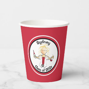 Nurse Female Cute Cartoon Red Black Graduation Paper Cups