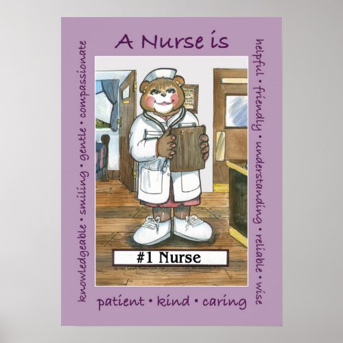 Nurse Female in Office Poster