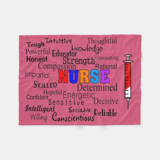 Nurse Fleece Blanket Describing Words Pink