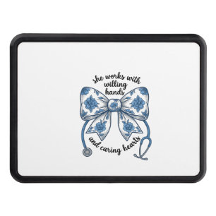 Nurse Floral Bow Stethoscope Vintage Engraving Des Hitch Cover