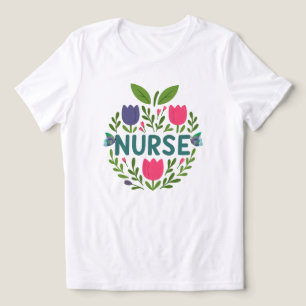Nurse Floral Tulip Design Tri-Blend Shirt