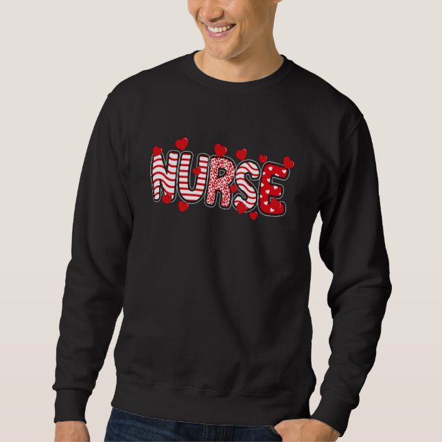 Nurse Floral Valentines Day Heart Stethoscope Cute Sweatshirt (Front)