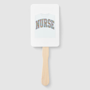 Nurse Floral Varsity Lettering Shirt Design_1 Hand Fan