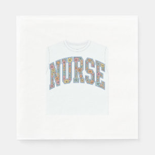 Nurse Floral Varsity Lettering Shirt Design_1 Napkins