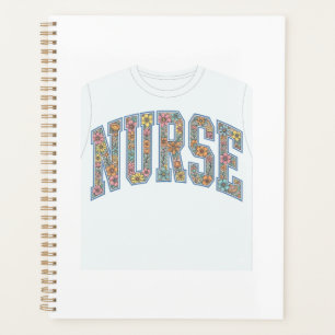 Nurse Floral Varsity Lettering Shirt Design_1 Planner