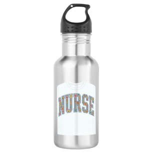 Nurse Floral Varsity Lettering Shirt Design_1 Stainless Steel Water Bottle