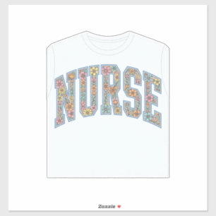 Nurse Floral Varsity Lettering Shirt Design_1 Sticker