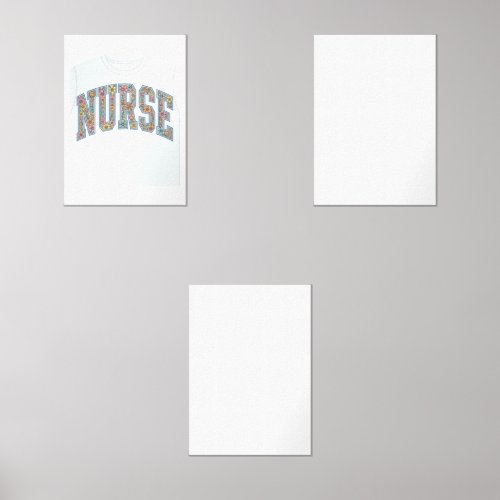 Nurse Floral Varsity Lettering Shirt Design_1 Wall Art Sets