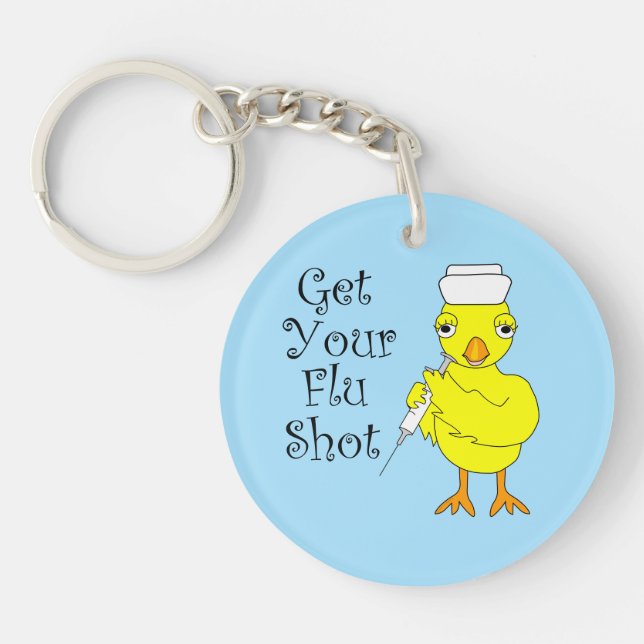 Nurse Flu Shot Chick Keychain (Front)