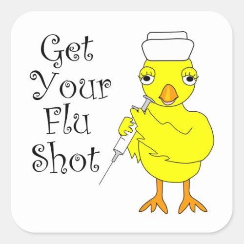 Nurse Flu Shot Chick Square Sticker