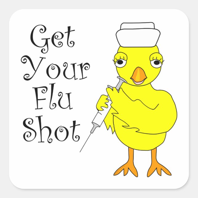 Nurse Flu Shot Chick Square Sticker (Front)