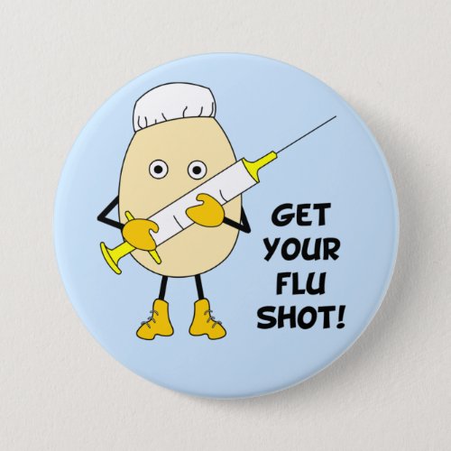 Nurse Flu Shot Egghead Button