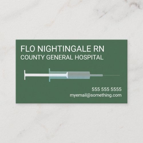 Nurse Flu Shot Green Business Card