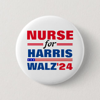 Nurse for Harris Walz Red Blue Button