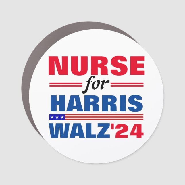 Nurse for Harris Walz Red Blue Car Magnet (Front)