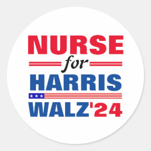 Nurse for Harris Walz Red Blue Classic Round Sticker