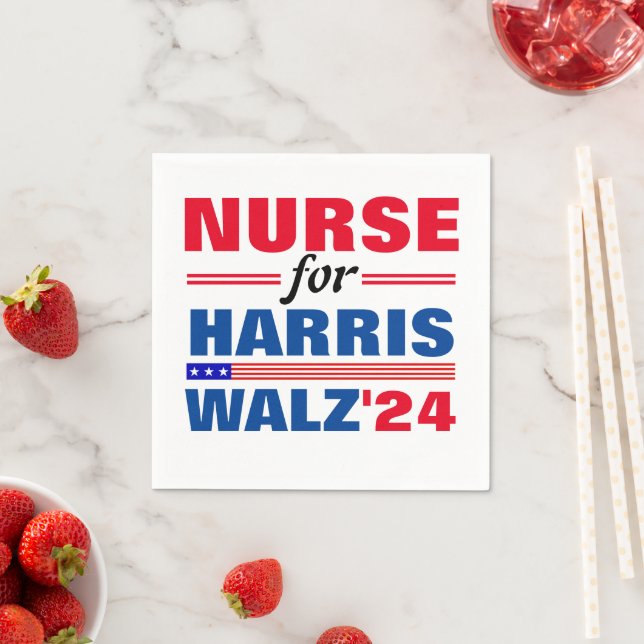 Nurse for Harris Walz Red Blue Napkins (Insitu)