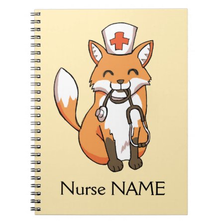 Nurse Fox Drawing Cute Personalized Note Book