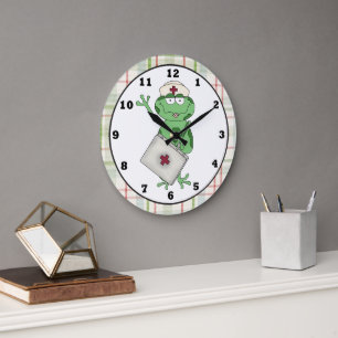 Nurse Frog Cartoon Clock