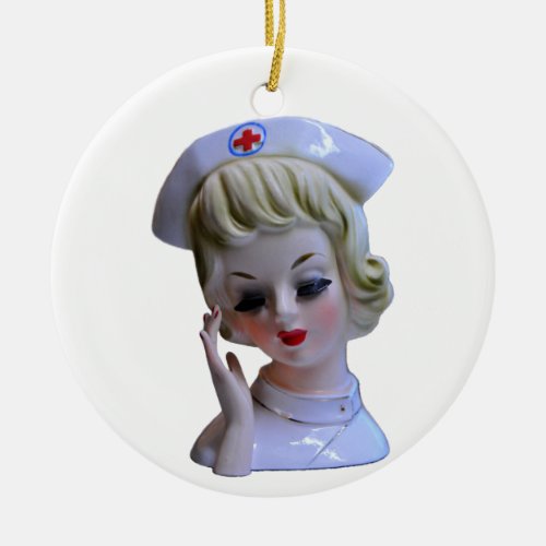 Nurse Front Line Hero Head Vase 1960s Ceramic Ornament