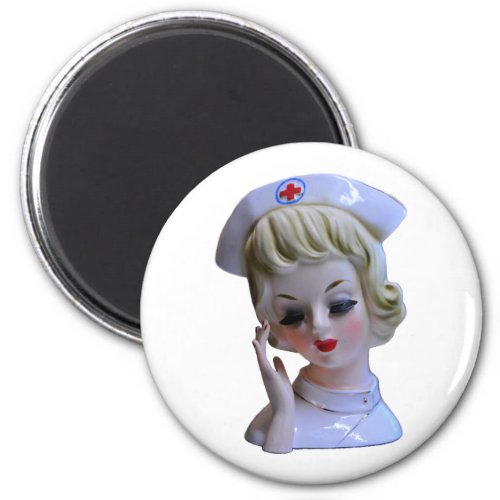 Nurse Front Line Hero Lady Head Vase Magnet