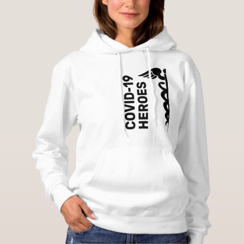 Nurse Frontline Hero Covid 19 Black Caduceus Hoodie