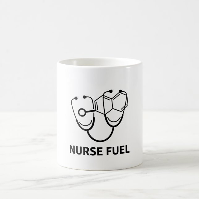 Nurse Fuel Caffeine Molecule Stethoscope Minimalis Coffee Mug (Center)