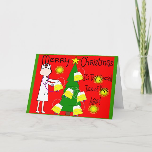 Nurse Funny and Twisted Christmas Humor Holiday Card (Front)