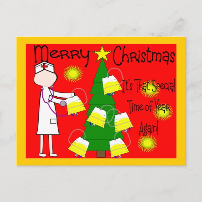 Nurse Funny and Twisted Christmas Humor Holiday Postcard (Front)