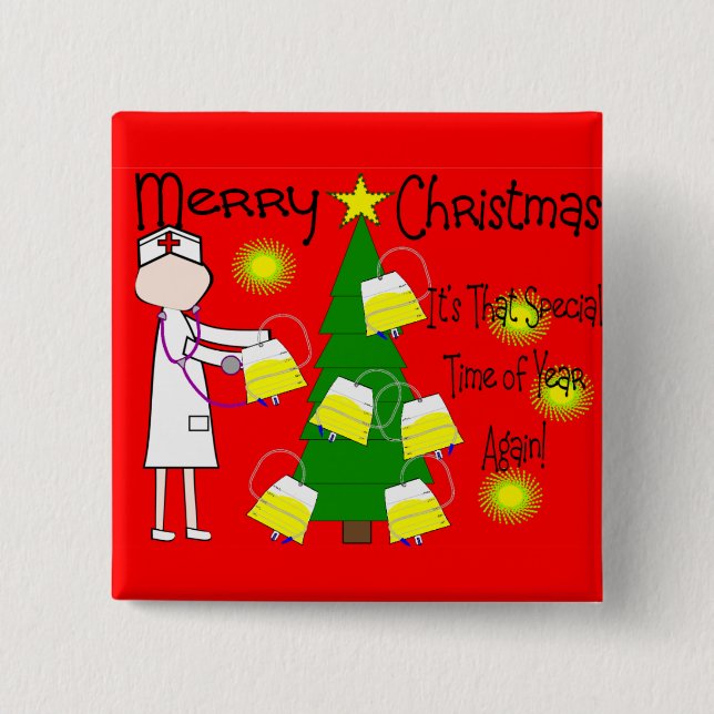 Nurse Funny and Twisted Christmas Humor Pinback Button (Front)