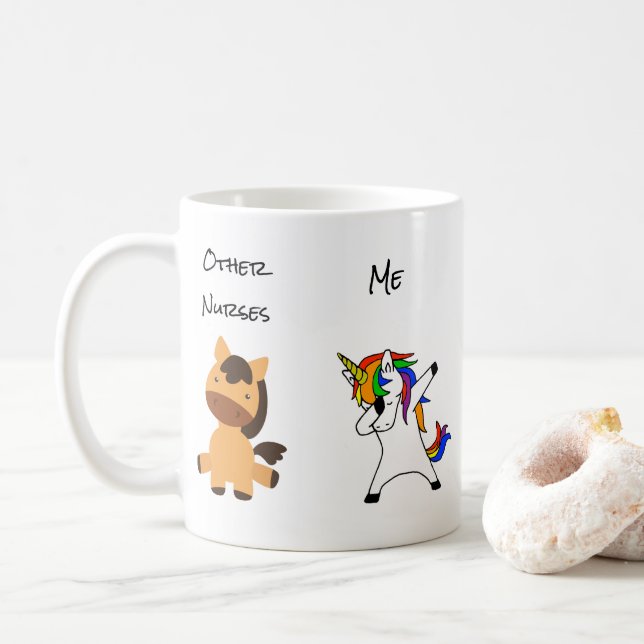 Nurse Funny Dabbing Unicorn Horse Coffee Mug (With Donut)
