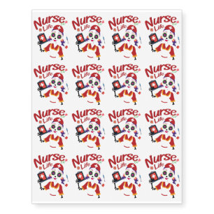 Nurse Funny Life Skeleton Halloween Temporary Tattoos
