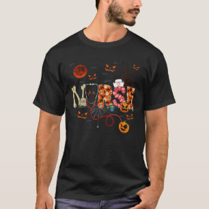 Nurse Funny Stethoscope Nurse Pumpkin Skull Lover T-Shirt