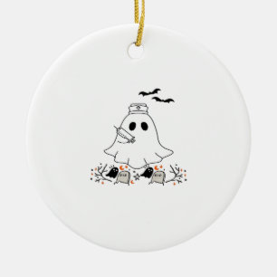 Nurse Ghost Cute Halloween Design Classic T-Shirt Ceramic Ornament