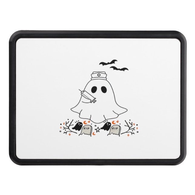 Nurse Ghost Cute Halloween Design Classic T-Shirt Hitch Cover (Front)