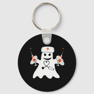 Nurse Ghost Lazy Halloween Costume Fun Nursing RN Keychain