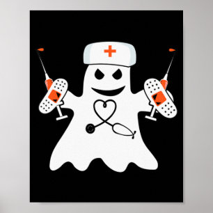 Nurse Ghost Lazy Halloween Costume Fun Nursing RN Poster