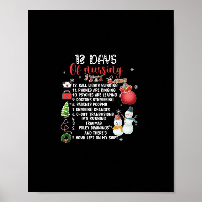 Nurse Gift | 12 Days Of Nursing Poster (Front)
