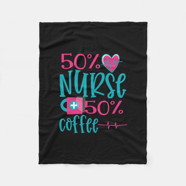 Nurse Gift | 50 Nurse 50 Coffee Fleece Blanket (Front)