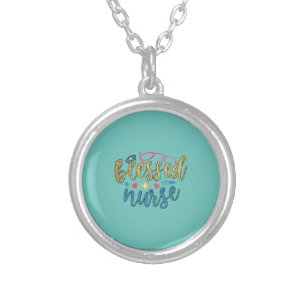 Nurse Gift Blessed Nurse Silver Plated Necklace