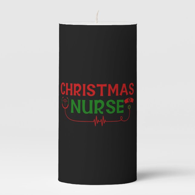 Nurse Gift | Christmas Nurse Pillar Candle (Front)