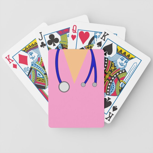 Nurse Gift Cute Pink Scrubs Custom Playing Cards