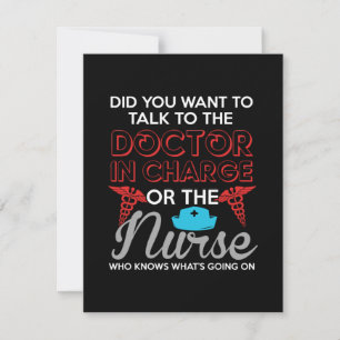 Nurse Gift Doctor In Charge Or The Nurse Note Card
